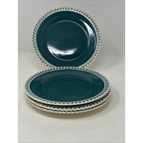 Harkerware Corinthian Teal Green 6” Bread Plates Set Of 4 - Picture 7 of 8
